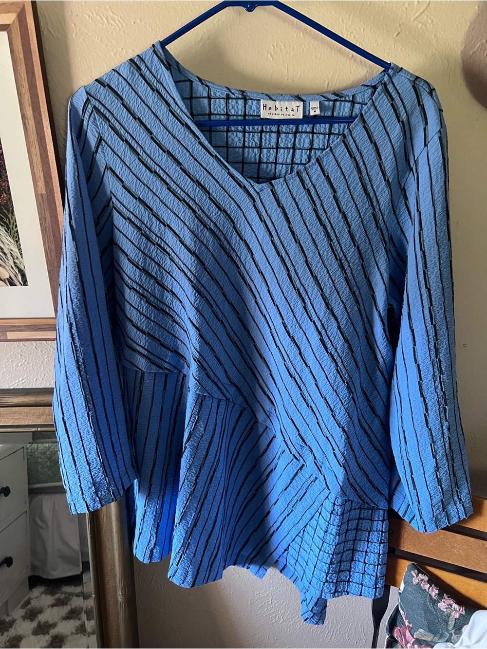 Habitat Blue Textured V-Neck Peplum Tunic